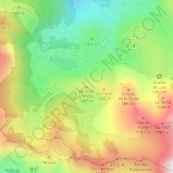 Mappa topografica Serre de la Piède, altitudine, rilievo