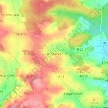 Mappa topografica Hainsacker, altitudine, rilievo
