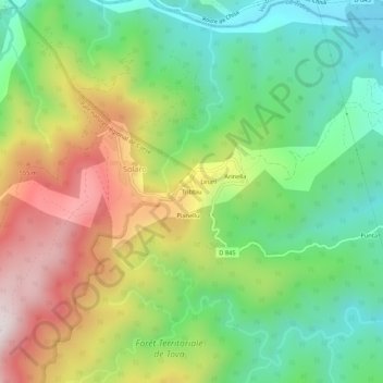 Mappa topografica Tribbiu, altitudine, rilievo