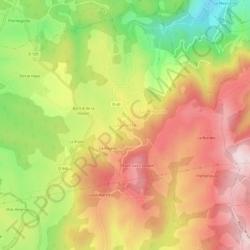 Mappa topografica Lagineste, altitudine, rilievo