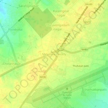 Mappa topografica Melavatachavady, altitudine, rilievo