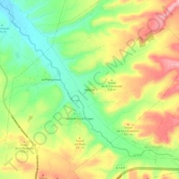 Mappa topografica Malgrat, altitudine, rilievo