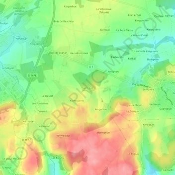 Mappa topografica Saint-Just, altitudine, rilievo
