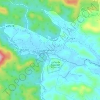 Mappa topografica kolymannu, altitudine, rilievo