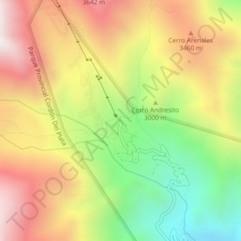 Mappa topografica Vallecitos, altitudine, rilievo
