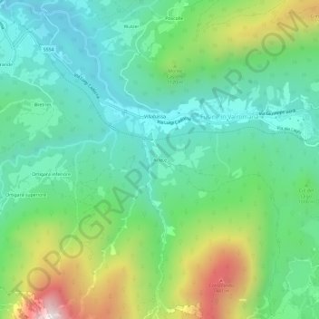 Mappa topografica Aclete, altitudine, rilievo