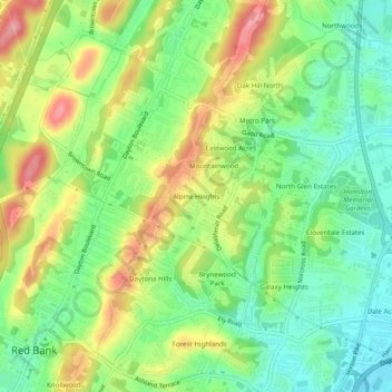 Mappa topografica Alpine Heights, altitudine, rilievo