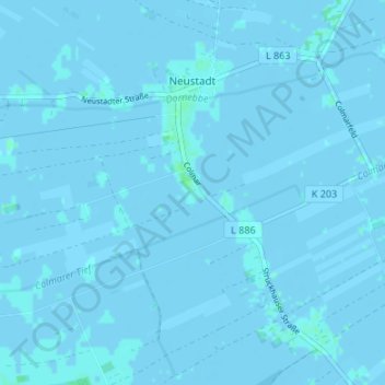 Mappa topografica Colmar, altitudine, rilievo