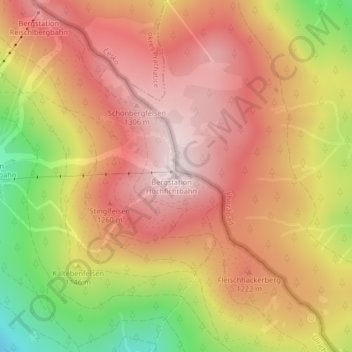 Mappa topografica Hochficht / Smrčina, altitudine, rilievo