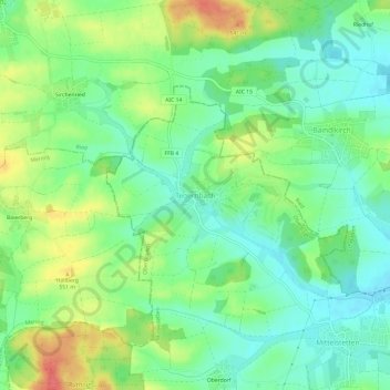 Mappa topografica Tegernbach, altitudine, rilievo