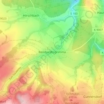 Mappa topografica Reinhardtsgrimma, altitudine, rilievo