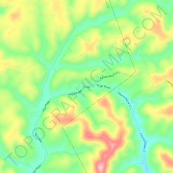 Mappa topografica Tioga, altitudine, rilievo