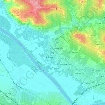Mappa topografica Laroque, altitudine, rilievo