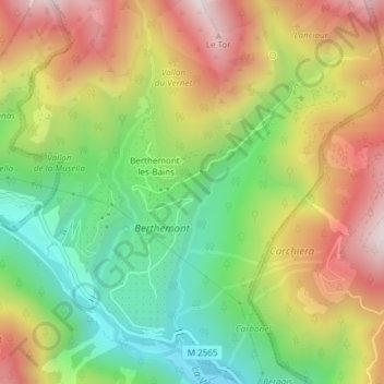 Mappa topografica La Brasca, altitudine, rilievo