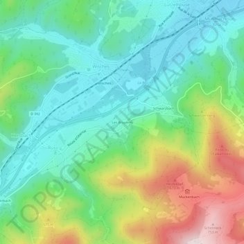 Mappa topografica Les Bruyères, altitudine, rilievo