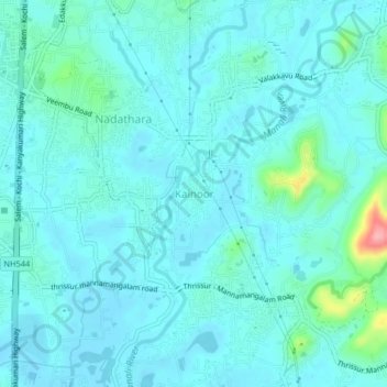 Mappa topografica Kainoor, altitudine, rilievo