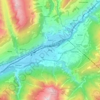 Mappa topografica Briga, altitudine, rilievo