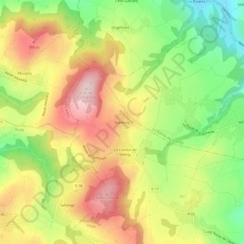 Mappa topografica Sublessy, altitudine, rilievo