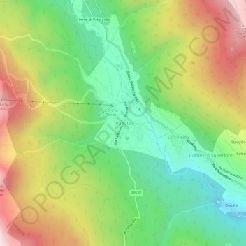 Mappa topografica Padola, altitudine, rilievo