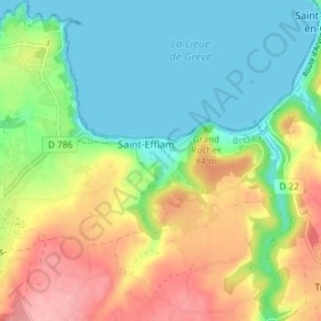 Mappa topografica Kerizellan, altitudine, rilievo