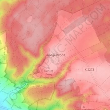 Mappa topografica Landgrafroda, altitudine, rilievo