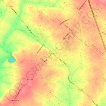 Mappa topografica Harleysville, altitudine, rilievo