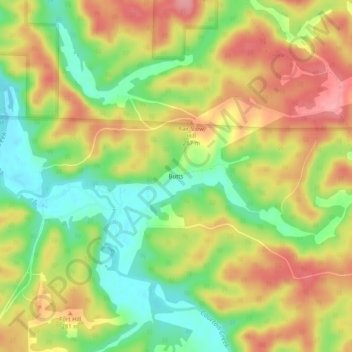 Mappa topografica Butts, altitudine, rilievo