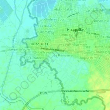 Mappa topografica Miraflores, altitudine, rilievo