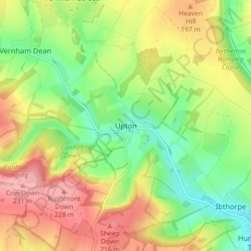 Mappa topografica Upton, altitudine, rilievo