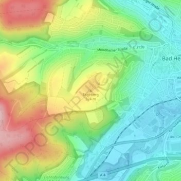 Mappa topografica Tageberg, altitudine, rilievo