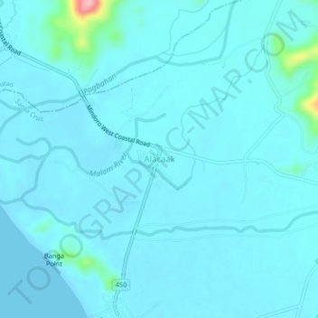 Mappa topografica Alacaak, altitudine, rilievo