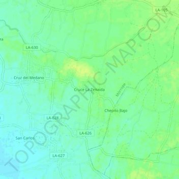 Mappa topografica Cruce La Zenaida, altitudine, rilievo