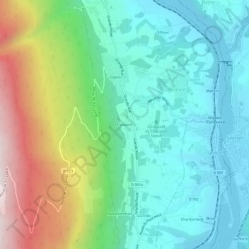 Mappa topografica Fontaine, altitudine, rilievo