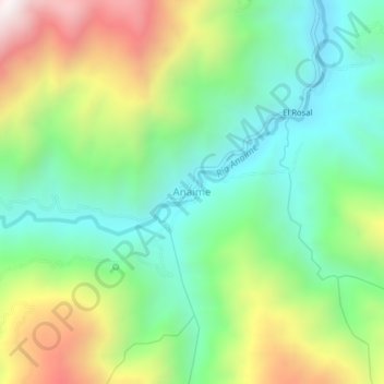 Mappa topografica Anaime, altitudine, rilievo