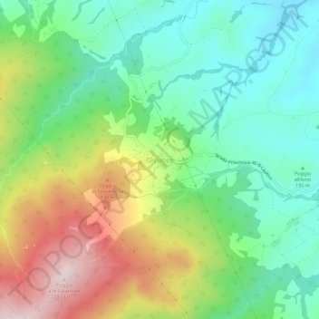 Mappa topografica Orciatico, altitudine, rilievo