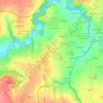 Mappa topografica La Louvelais, altitudine, rilievo