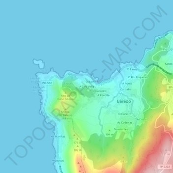 Mappa topografica A Cela Vella, altitudine, rilievo