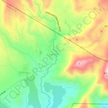 Mappa topografica Landan, altitudine, rilievo