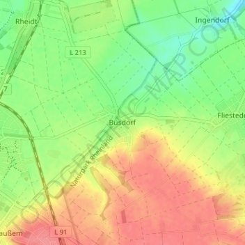 Mappa topografica Büsdorf, altitudine, rilievo