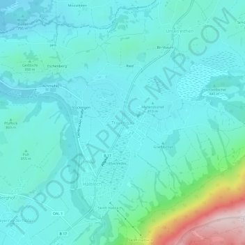 Mappa topografica Trauchgau, altitudine, rilievo