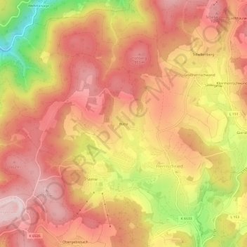 Mappa topografica Rütte, altitudine, rilievo