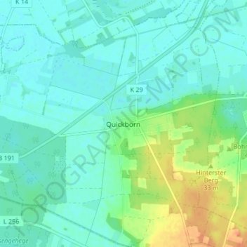 Mappa topografica Quickborn, altitudine, rilievo
