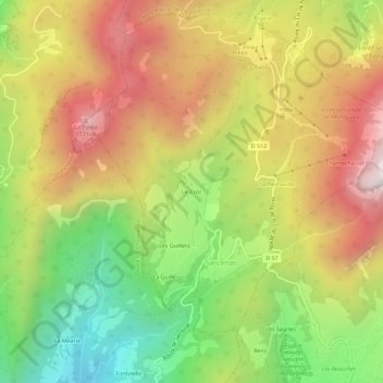 Mappa topografica Le Croz, altitudine, rilievo