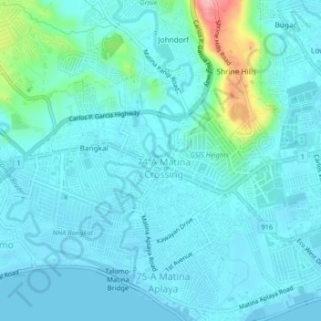Mappa topografica Matina Crossing, altitudine, rilievo