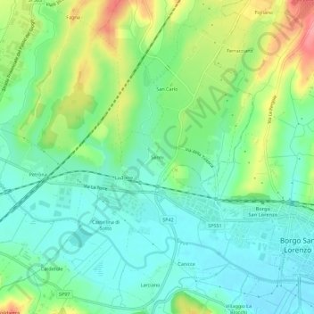 Mappa topografica Senni, altitudine, rilievo