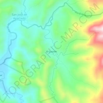 Mappa topografica El Cuchillo, altitudine, rilievo