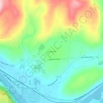 Mappa topografica Price Home, altitudine, rilievo