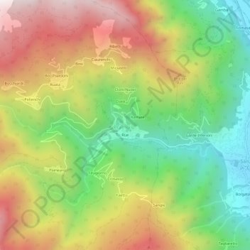 Mappa topografica Lussie, altitudine, rilievo