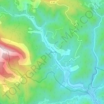 Mappa topografica La Pieuzelle, altitudine, rilievo