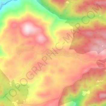 Mappa topografica Serinyaka, altitudine, rilievo